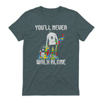 Vintage Father Son Family Autistic Kids Autism Awareness Dad in Dark Heather - back view