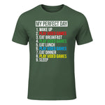 My Perfect Day Video Games Funny Cool Gamer in Military Green - front view