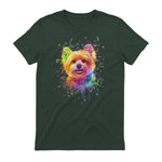 Colorful Splash Art Yorkshire Terrier Portrait Yorkshire Lover in Forest Green - back view