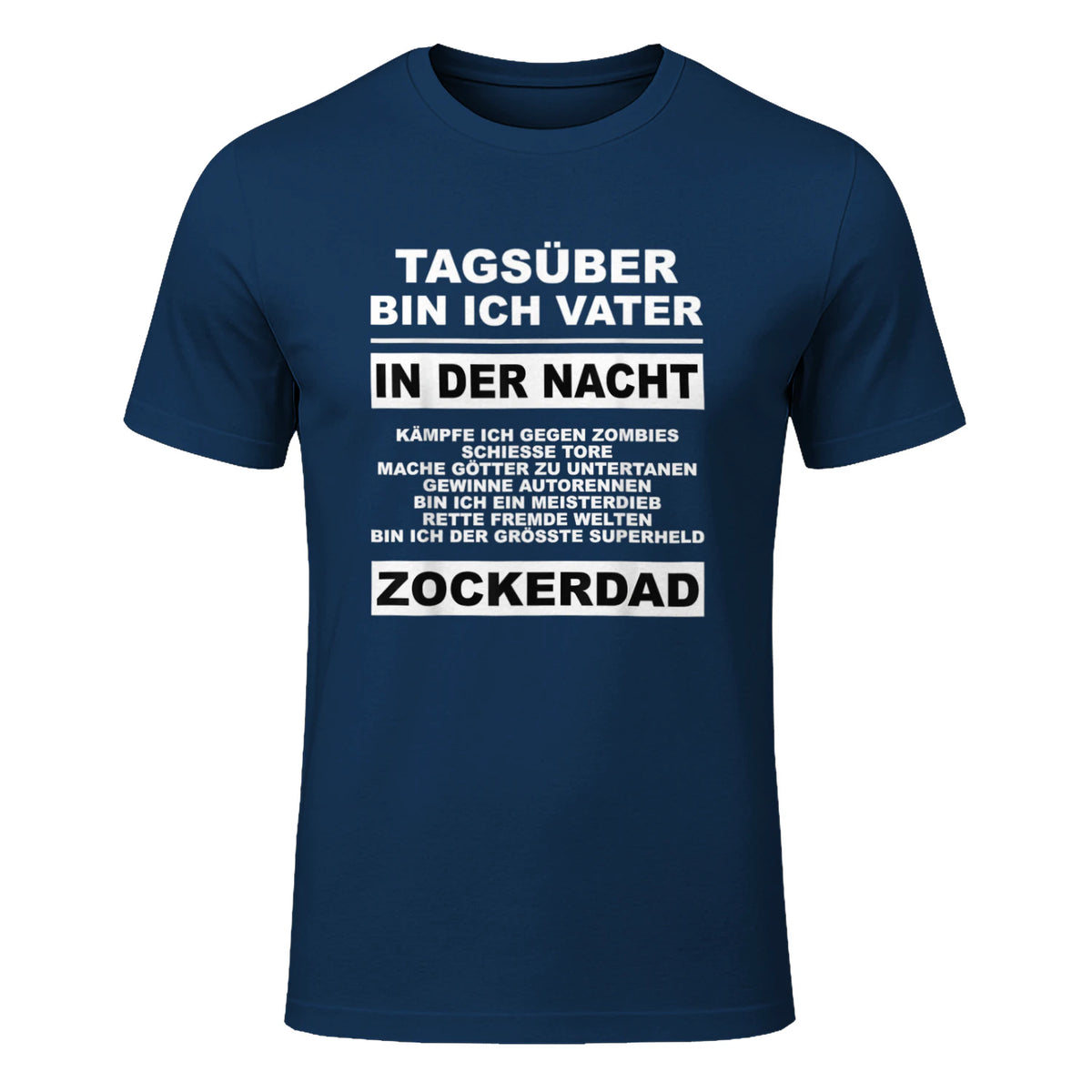 Zockerdad PC Spiele Gaming Zocken Konsole T-Shirt in Navy - front view