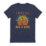 I Keep All My Dad Jokes In A Dad-A-Base Vintage Father Dad in Heather Navy - back view