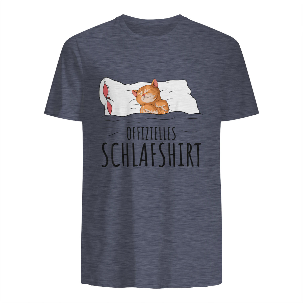 Süße Katzen & Haustier Geschenkideen Offizielles Schlafshirt Katze Schlafanzug Katzen in Heather Navy - back view