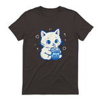 Kawaii Cat Boba Japanese Cute Aesthetic Anime Girls Teens T-Shirt in Dark Chocolate - back view