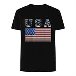 USA American Flag United States US Patriotic T-Shirt in Black - back view