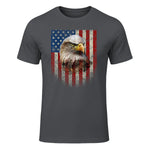 American Flag Bald Eagle Patriotic Red White Blue T-Shirt in Charcoal - front view