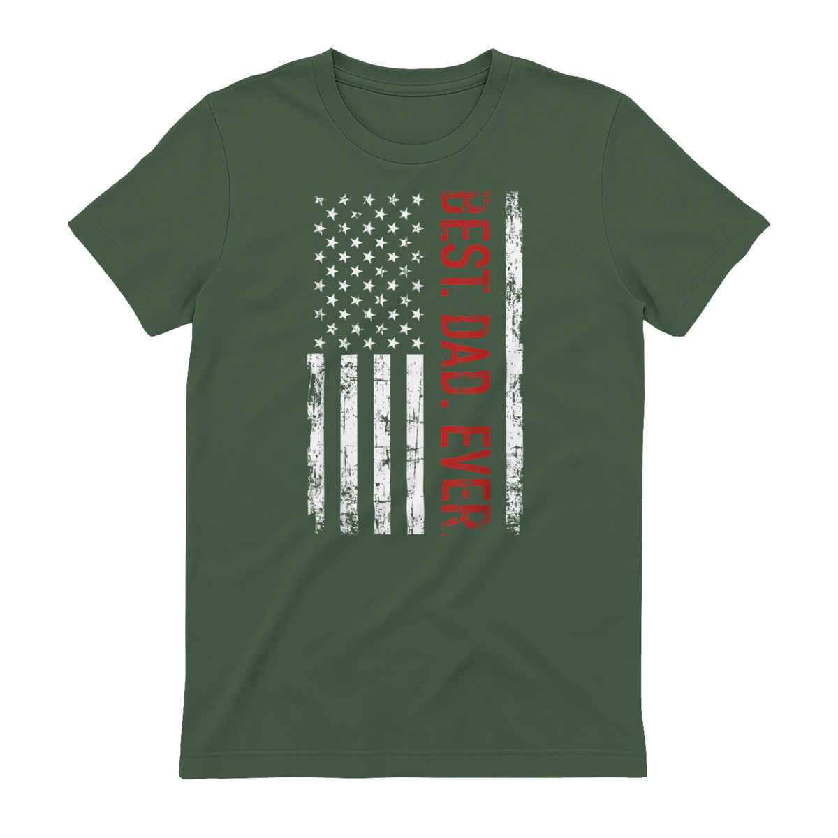 Best dad ever US american flag gift for father's day Short Sleeve in Military Green - back view