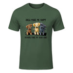 Dogs Makes Me Happy Humans Make My Head Hurt T-Shirt in Military Green - front view