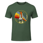 NASA Shuttle Launch Into Rainbow Premium Graphic T-Shirt T-Shirt UK in Military Green - front view