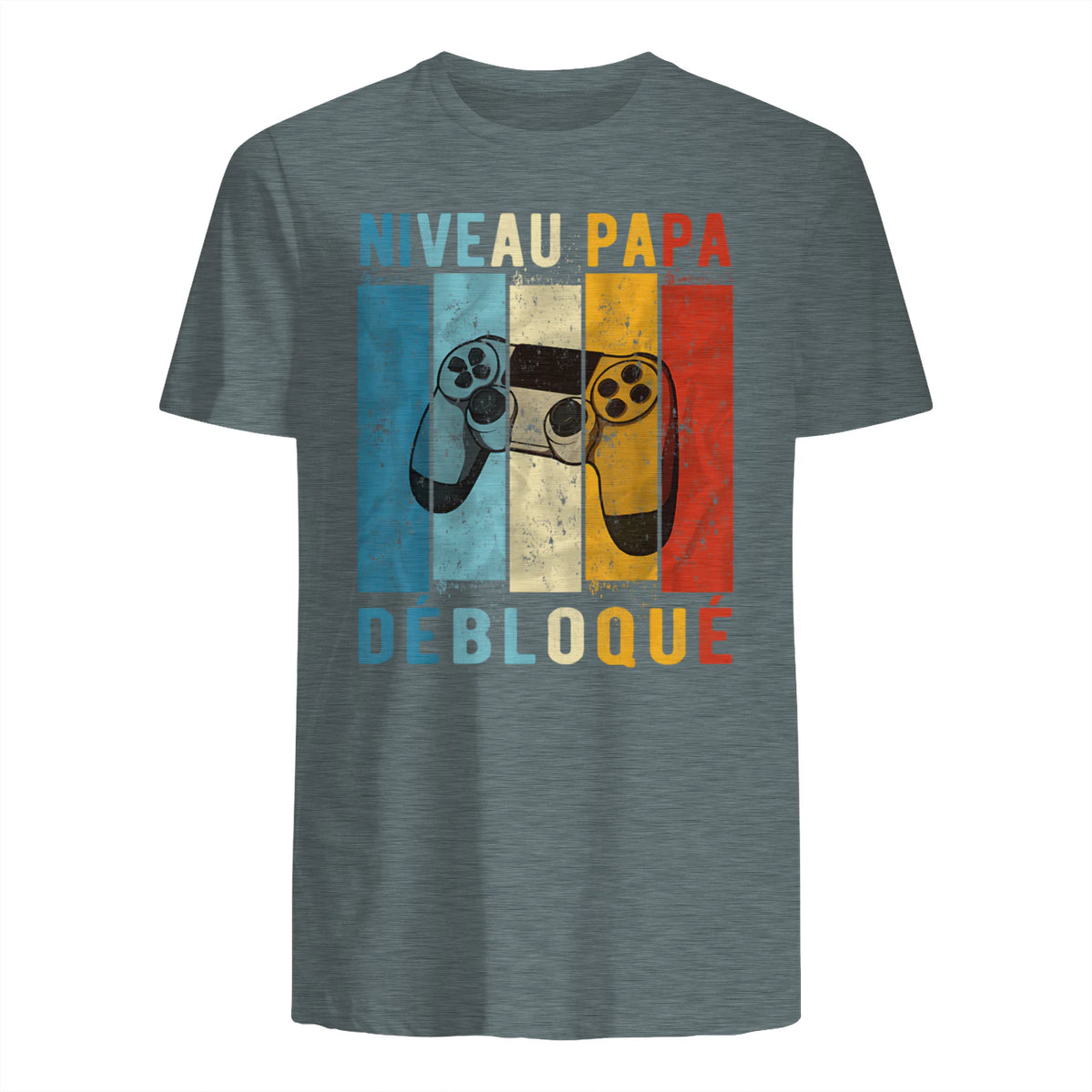 Nouveau Papa Nouvelle Naissance Annonce Gamer Humour T-Shirt in Dark Heather - back view