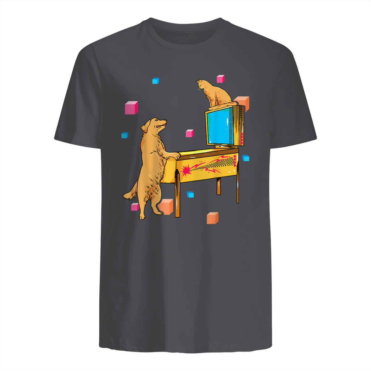 Flipper Wiz chien chat jouant au flipper in Charcoal - back view