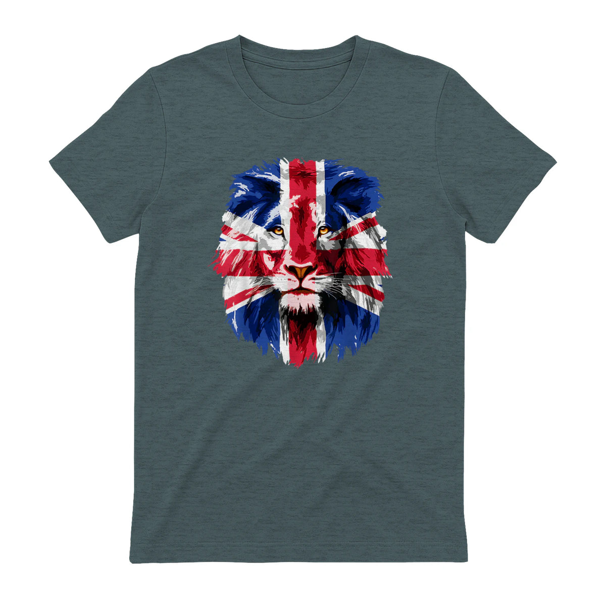 Union Jack UK Flag Lion Face Great Britain Union Jack Flag in Dark Heather - back view