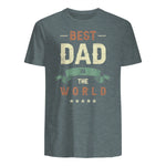 Best Dad in the World, Retro Vintage Look T-Shirt in Dark Heather - back view