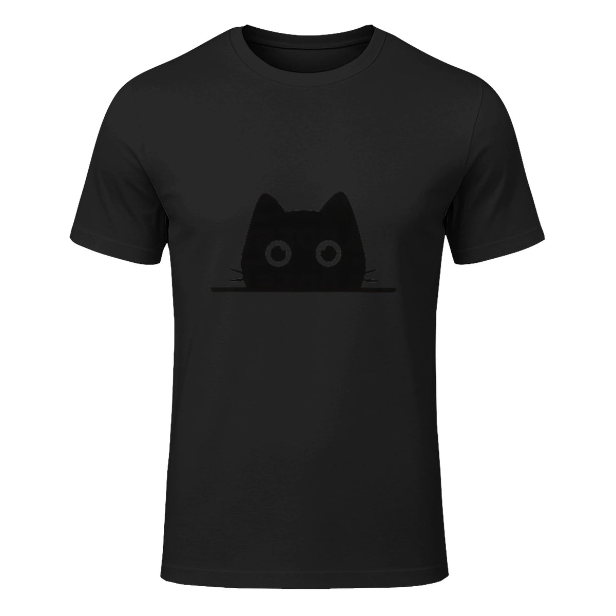 Chemise avec motif de chat dans une poche pour enfants, femmes, hommes, amoureux des chats in Black - front view