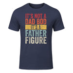 Mens It's Not A Dad Bod It's A Father Figure, Funny Retro Vintage,Short Sleeve in Heather Navy - front view