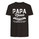 Papa Knows Everything Funny Father's Day Gift T-Shirt in Dark Chocolate - back view