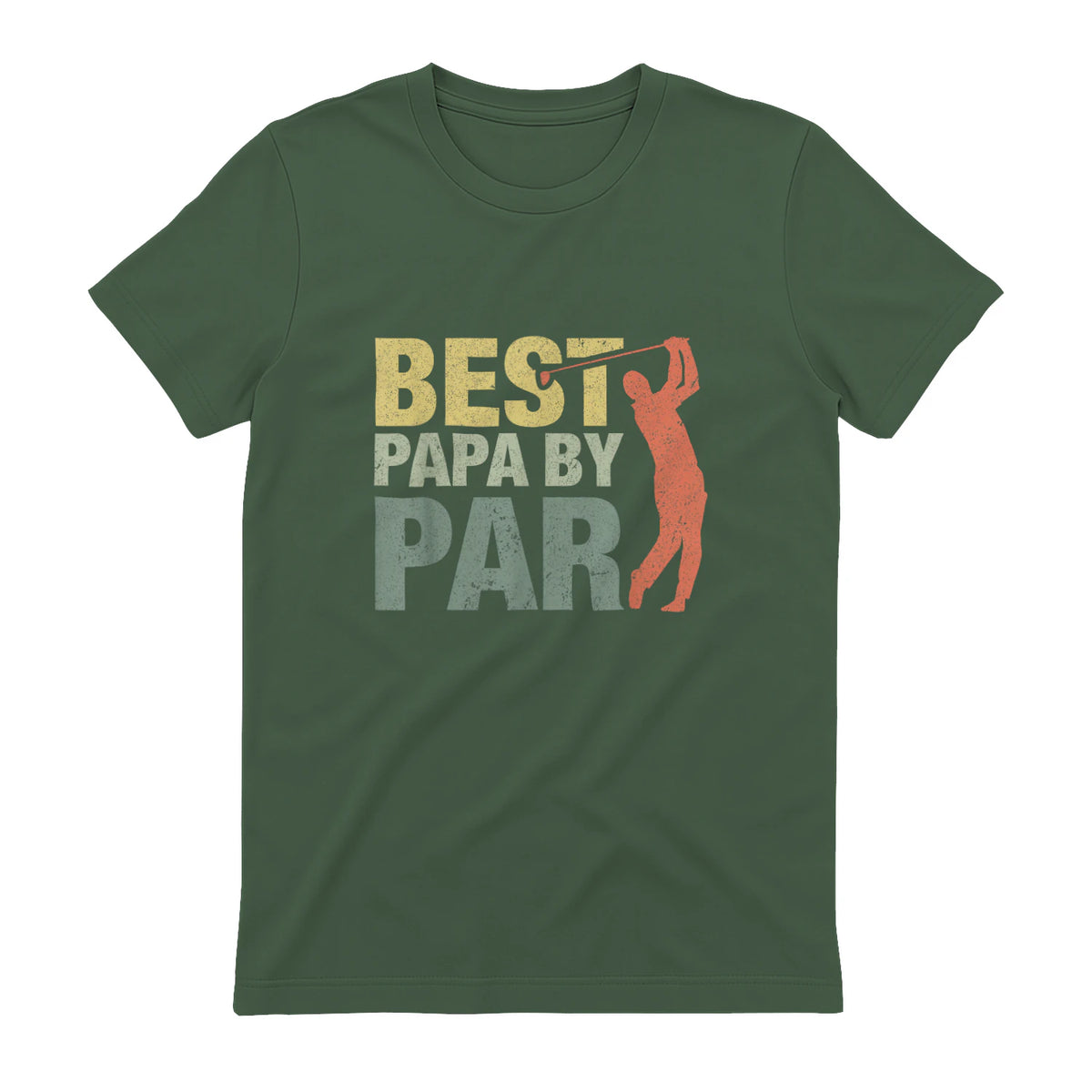 Funny Best Papa By Par Father's Day Golf Gift Grandpa in Military Green - back view