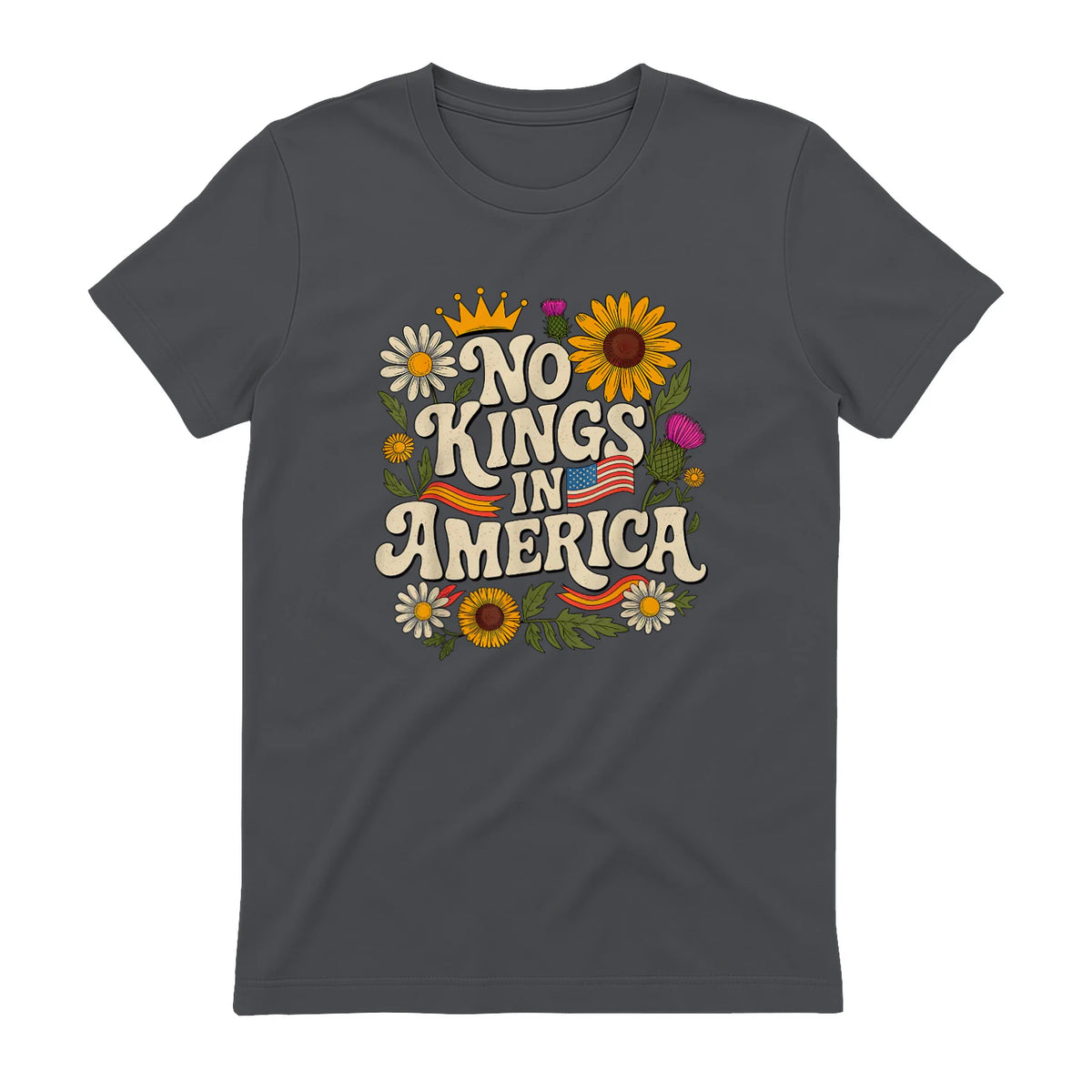 No King in America T-Shirt in Charcoal - back view
