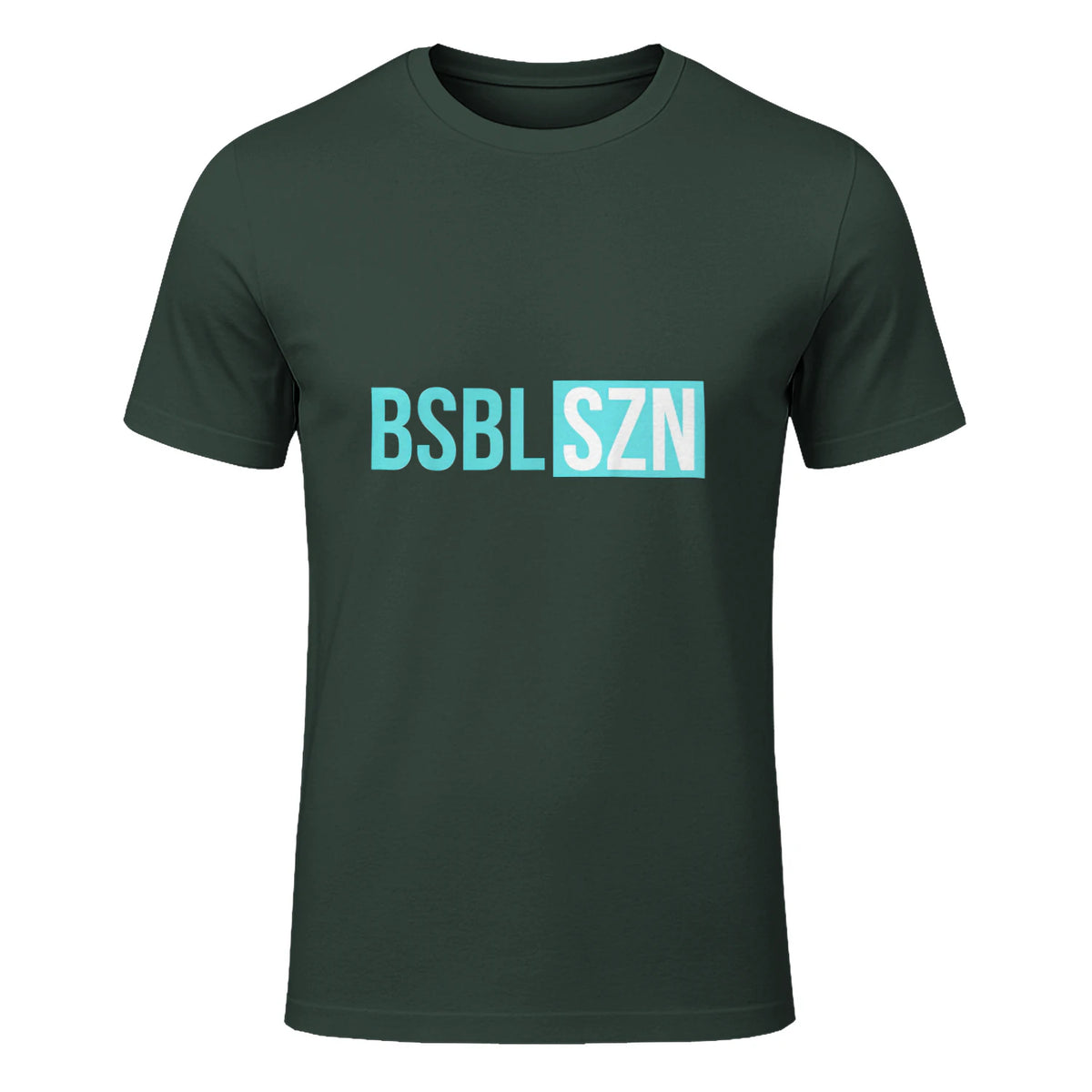BSBL SZN Baseball Season Game Day Boys Girls Youth T-Shirt in Forest Green - front view