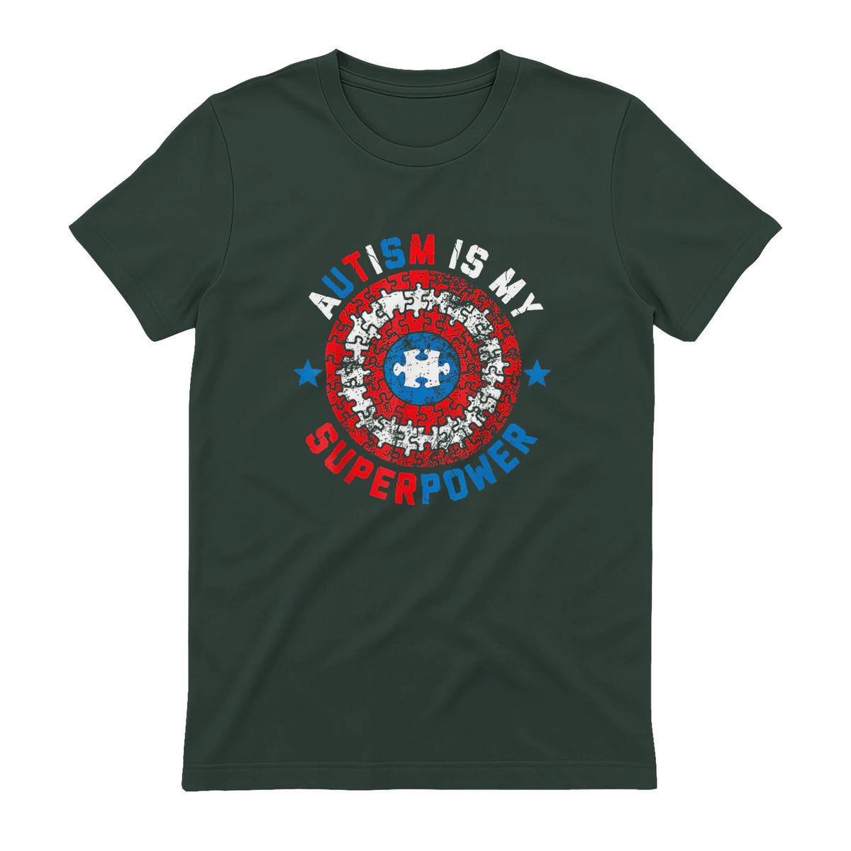 Autism is My Superpower Autism Awareness Autistic for Boys in Forest Green - back view