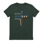 USA Flag Religious Quote Fourth of July Christian Faith T-Shirt in Forest Green - back view