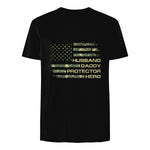 Husband Daddy Protector Hero Fathers Day Camo American Flag in Black - back view