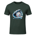 Baseball Drip Ice Cream Sprinkles Baseball Glove T-Shirt in Forest Green - front view