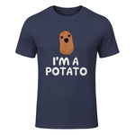 I'm A Potato - Funny Potato Shirt, Vegetable Food Gag Gift in Heather Navy - front view
