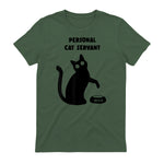 Personal Cat Servant Shirt Funny Black Cat Lover Gift in Military Green - back view