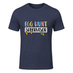Easter Egg Hunt Supervisor Funny Mom Dad Men Women Kids T-Shirt in Heather Navy - front view