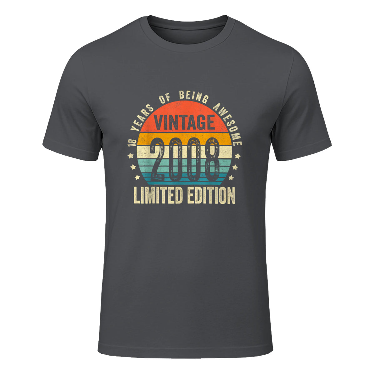 Vintage Eighteenth Birthday T-Shirt in Charcoal - front view