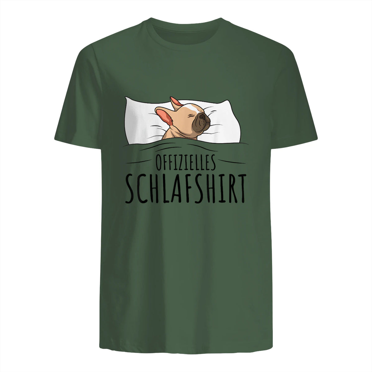 Süße Französische Bulldoggen Geschenke Offizielles Schlafshirt Schlafanzug Französische Bulldogge , Weiß, S, Kurz in Military Green - back view