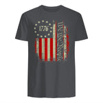 USA Patriotic Fourth of July America T-Shirt in Charcoal - back view