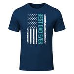 Father's day Best dad ever with US american flag Short Sleeve in Navy - front view