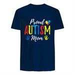 Proud Mom Autism Awareness Family Matching Shirt in Navy - back view