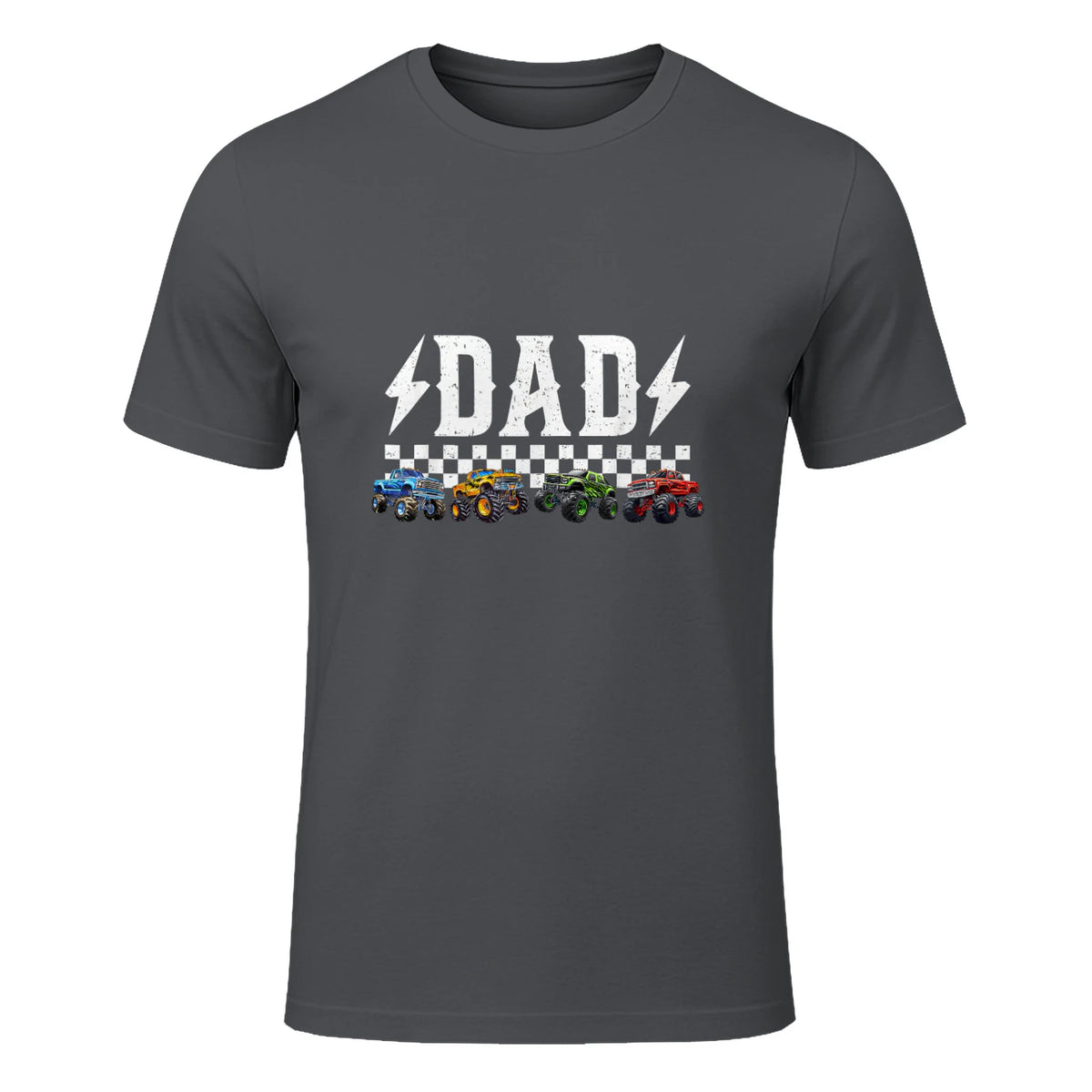 Dad Retro Monster Truck T-Shirt in Charcoal - front view
