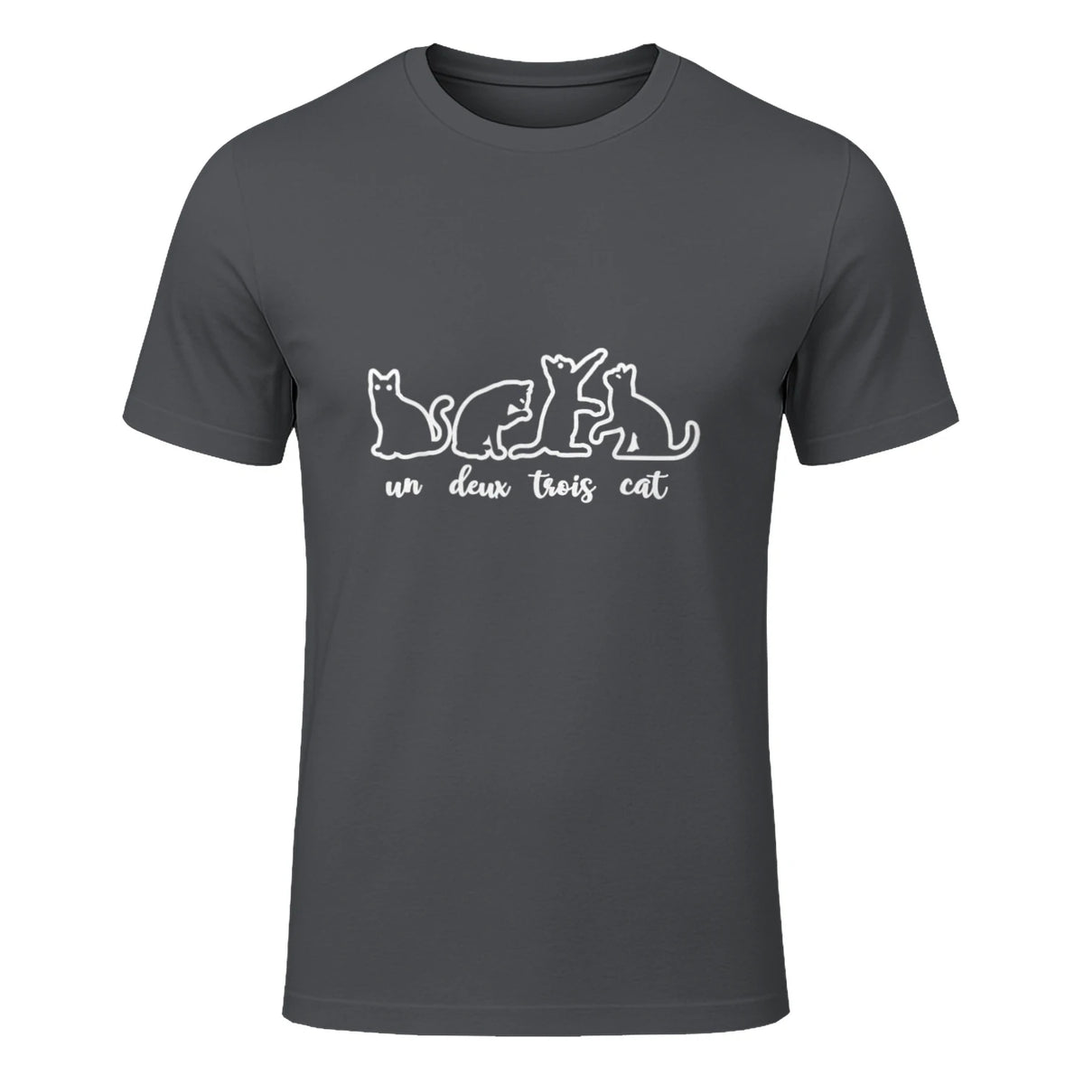 Un Deux Trois Cat, Cute & Funny Kittens, Gift For Cat Lovers T-Shirt in Charcoal - front view