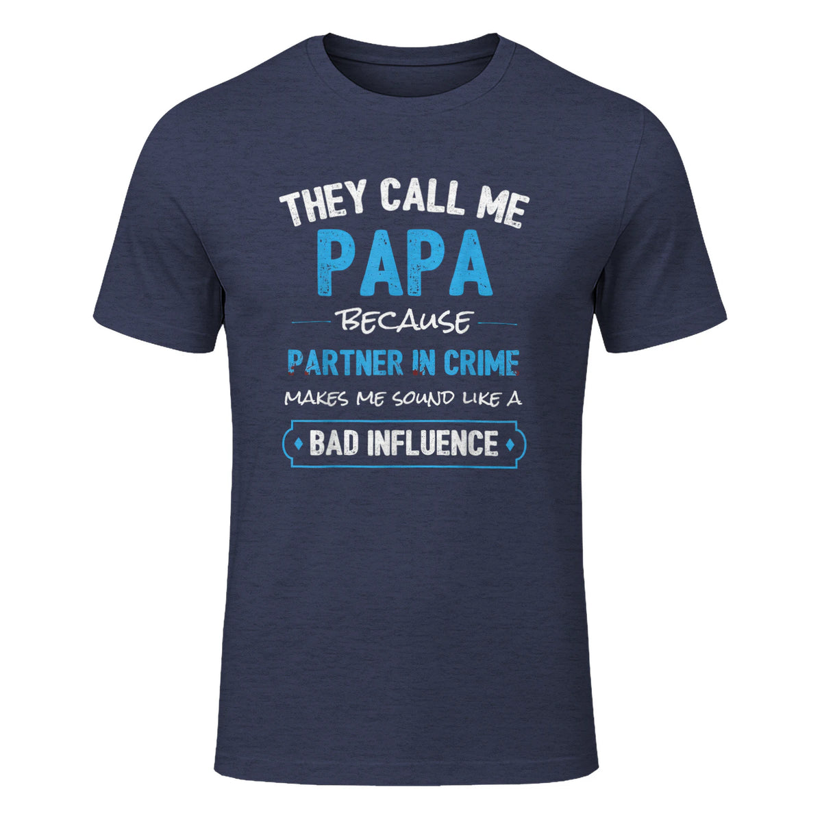 Funny Grandpa Papa Partner in Crime Dad in Heather Navy - front view