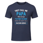 Funny Grandpa Papa Partner in Crime Dad in Heather Navy - front view