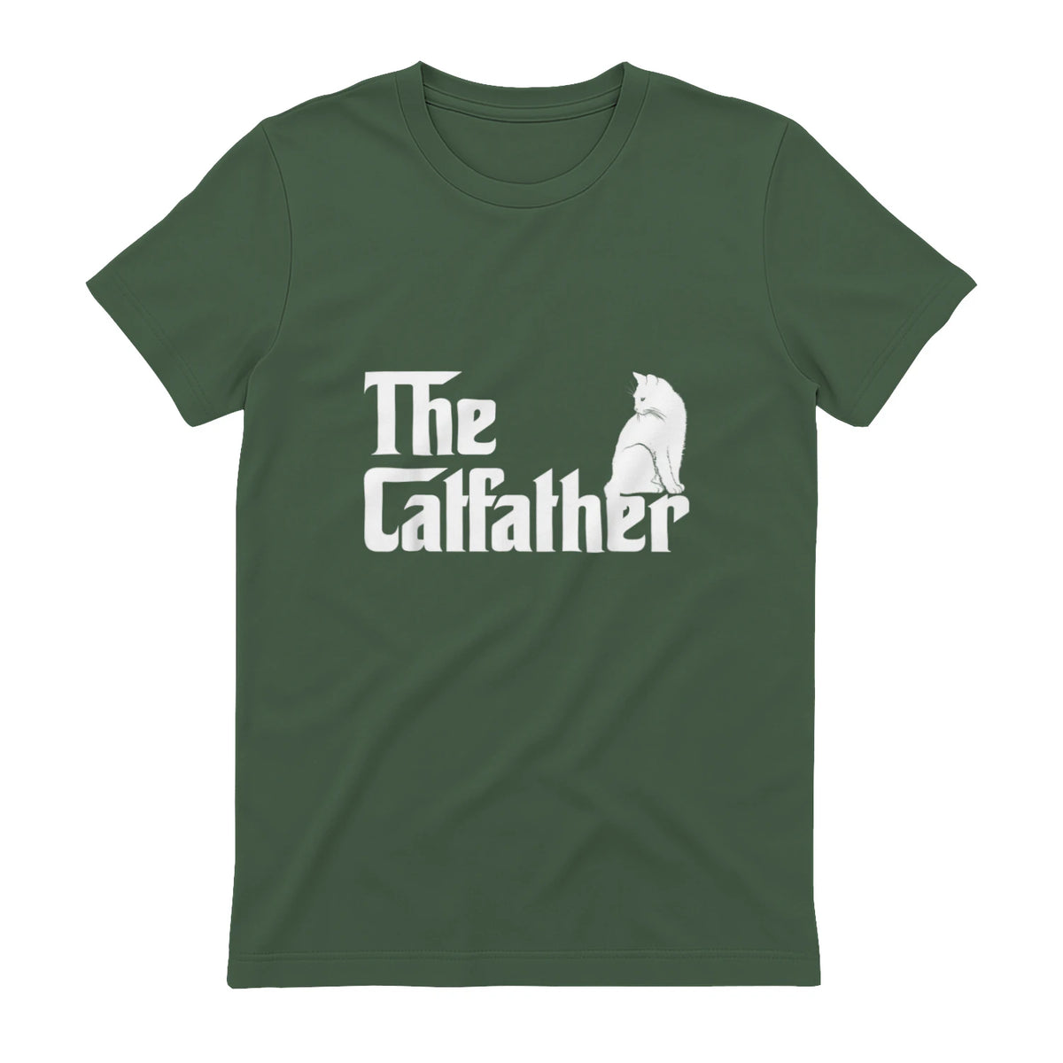 The Catfather Funny Cat Parody Fathers Day Gift Cat Father T-Shirt in Military Green - back view
