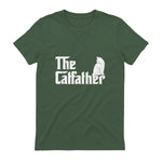 The Catfather Funny Cat Parody Fathers Day Gift Cat Father T-Shirt in Military Green - back view