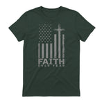 America Pride US Flag Faith Over Fear Prayer T-Shirt in Forest Green - back view