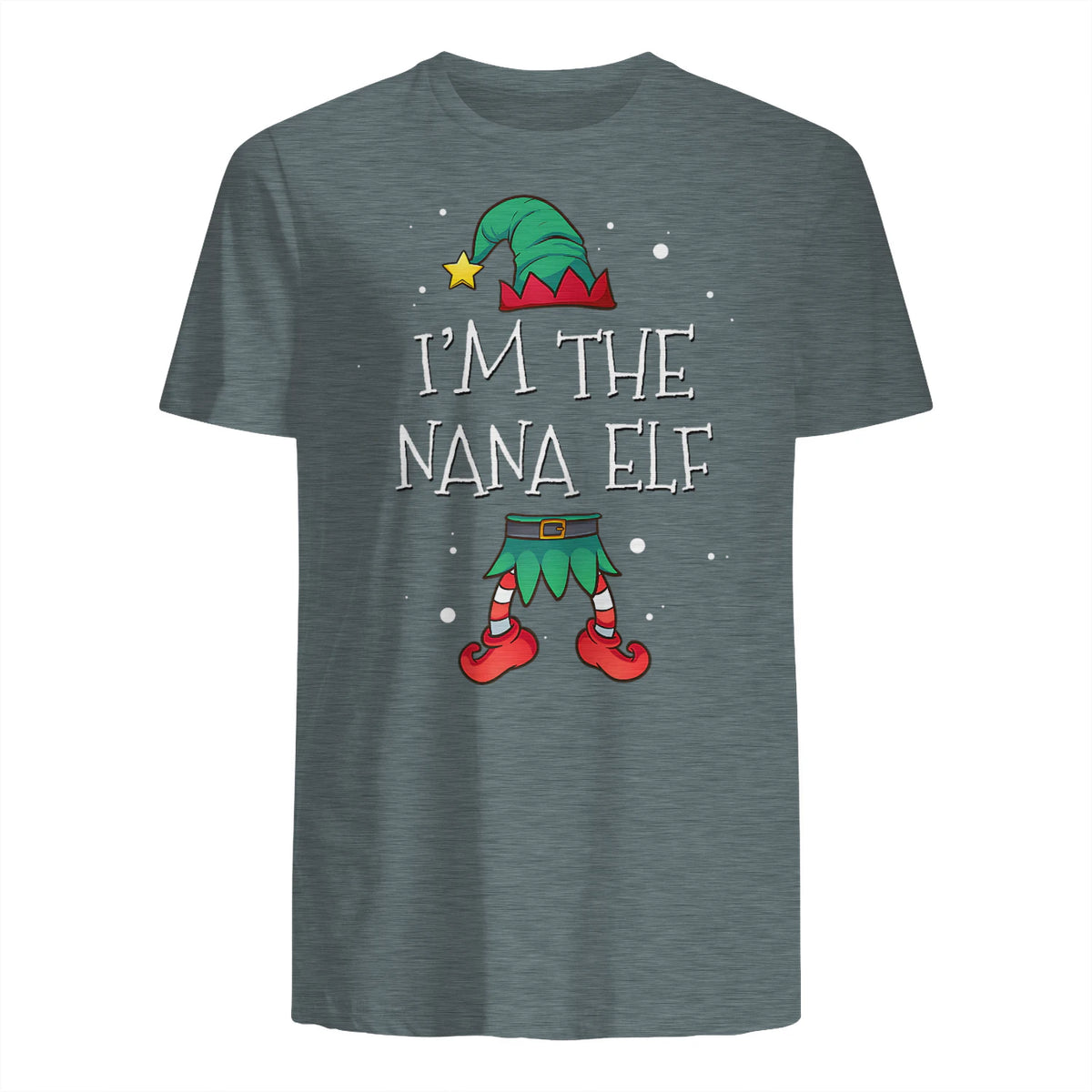 I'm The Nana Elf Shirt Matching Family Outfits Christmas in Dark Heather - back view