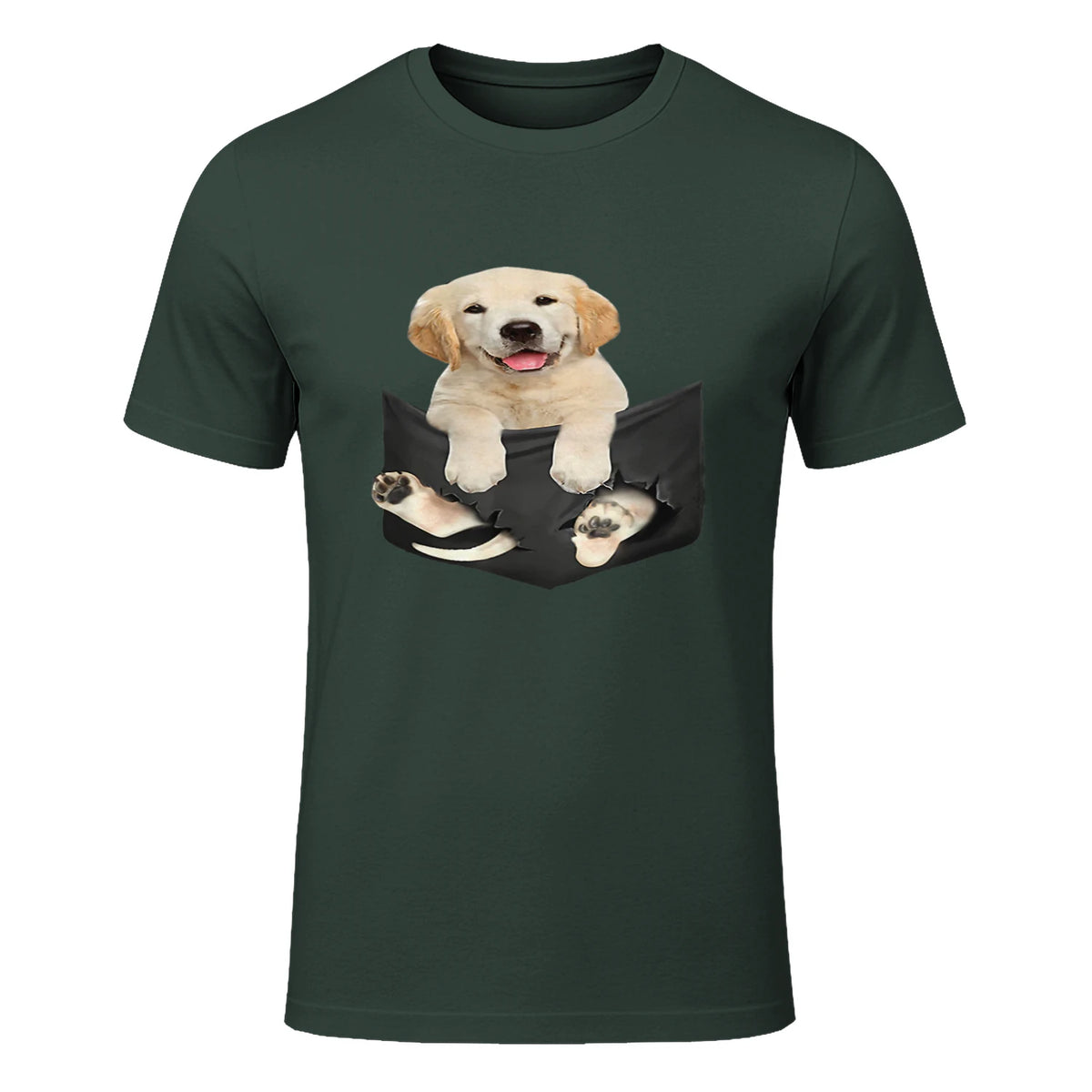 Cadeaux pour les amoureux des chiens Golden in Pocket in Forest Green - front view