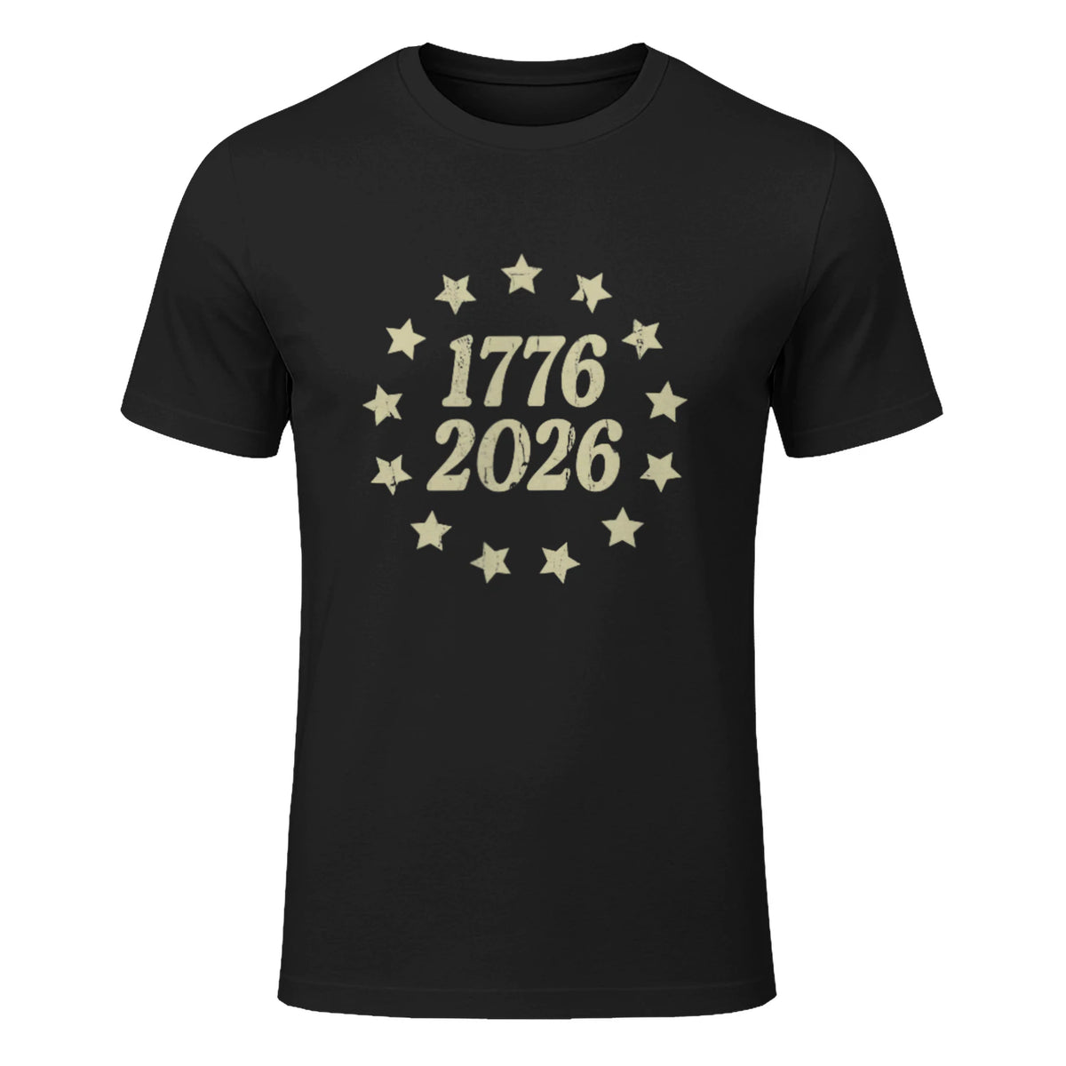 American Flag Front and Back Anniversary T-Shirt in Black - front view