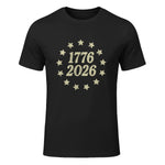 American Flag Front and Back Anniversary T-Shirt in Black - front view