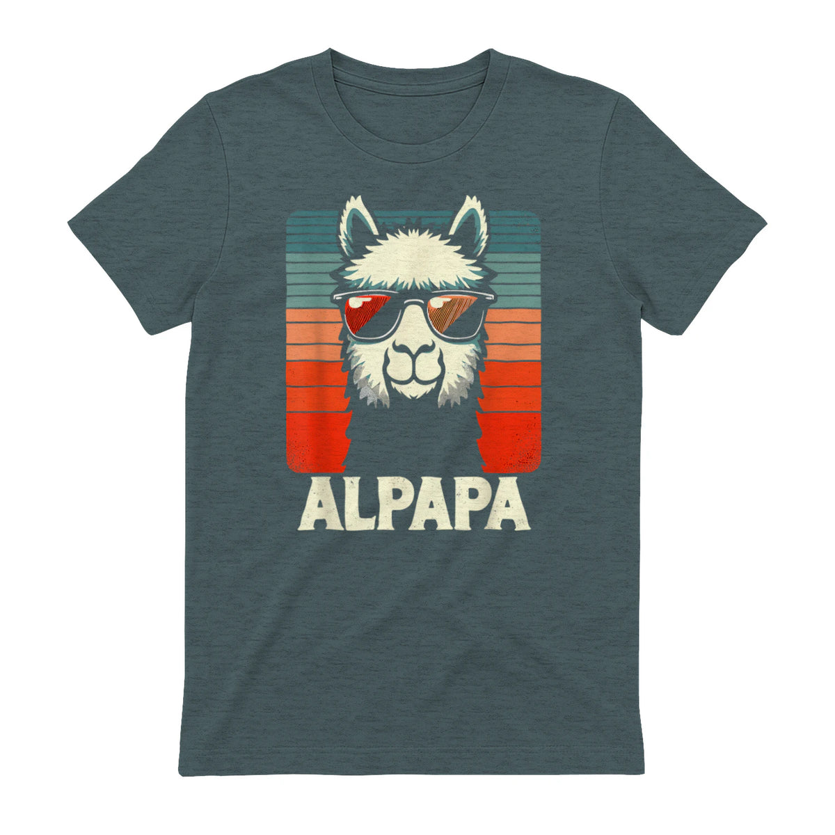 Bester Papa Alpapa Alpaka Frischgebackener Papa Vatertag T-Shirt in Dark Heather - back view