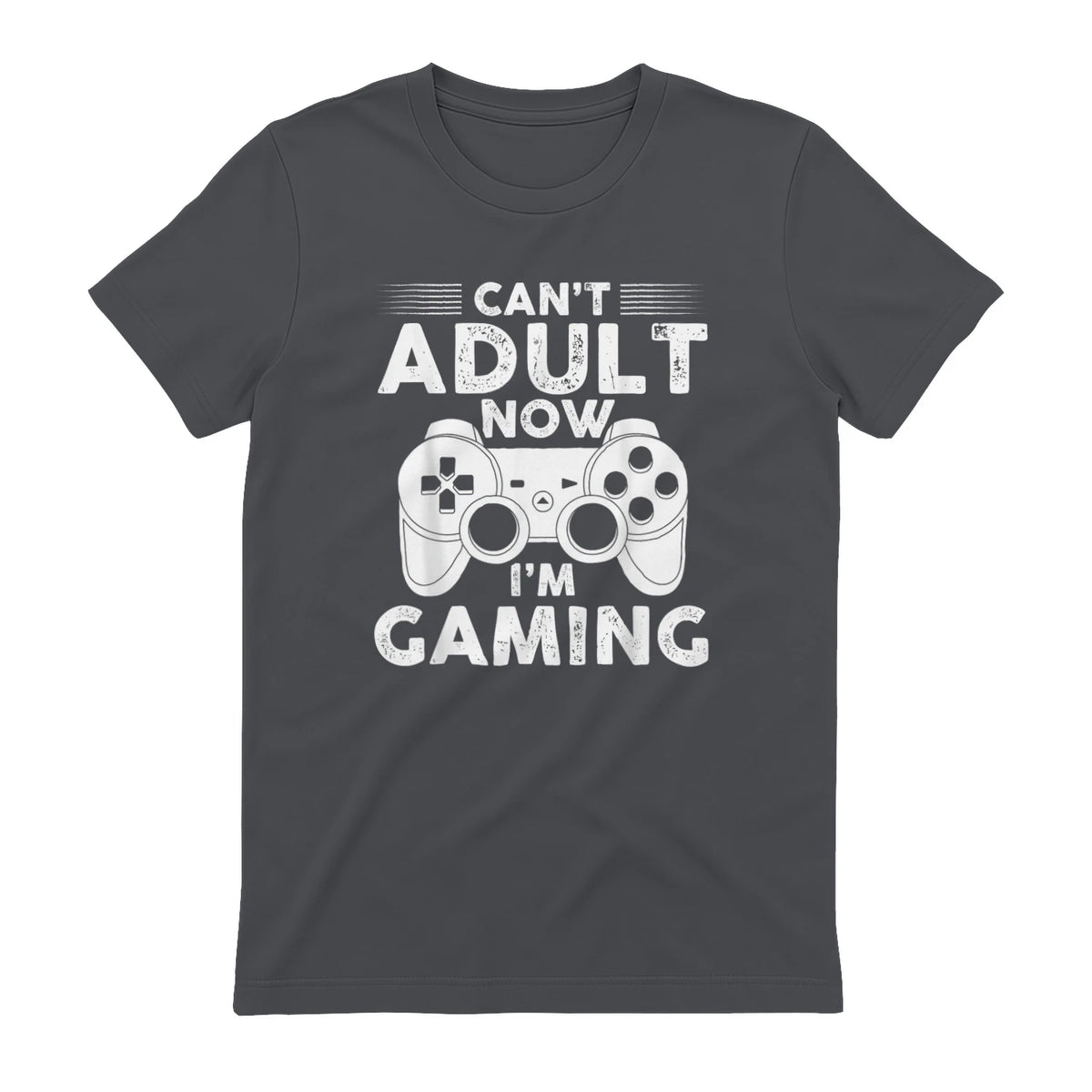 I Can't Adult Now I'm Gaming Gamer Console T-Shirt in Charcoal - back view