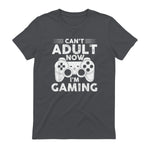 I Can't Adult Now I'm Gaming Gamer Console T-Shirt in Charcoal - back view