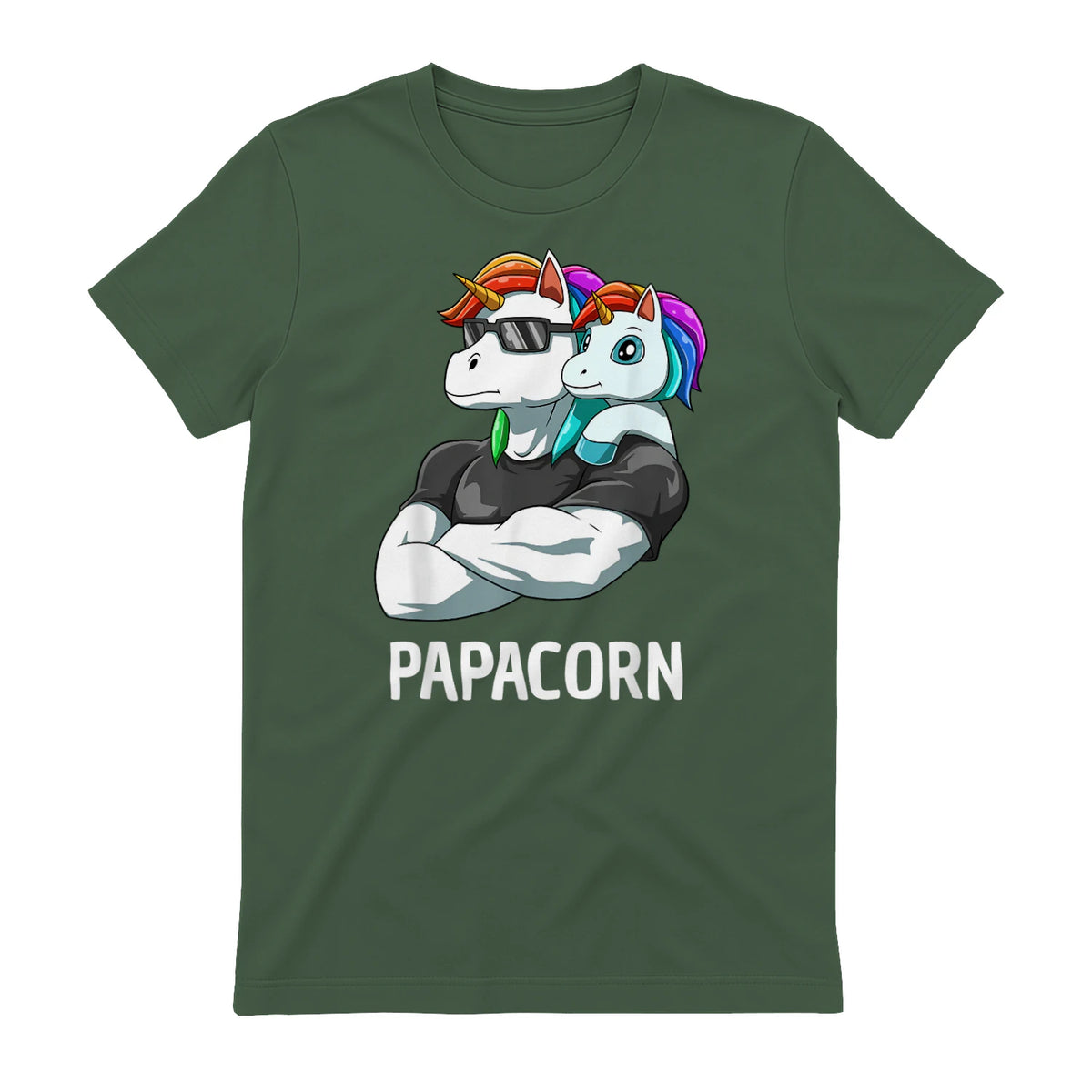 Papacorn Vater Tochter Einhörner in Military Green - back view