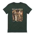 Black Cowboy Western Rodeo Melanin Black History Texas Men T-Shirt in Forest Green - back view